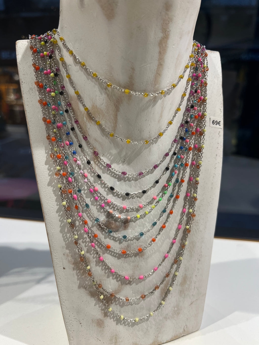 Collier argent 925 et résine colorée – 40 + 5 cm