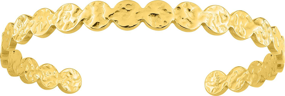 Jonc ouvert martelé en acier inoxydable doré – 58 × 6 mm, réf. 403A82