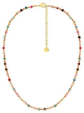Collier en acier inoxydable doré et verre rose – 38 + 5 cm, référence Robbez-Masson 432428