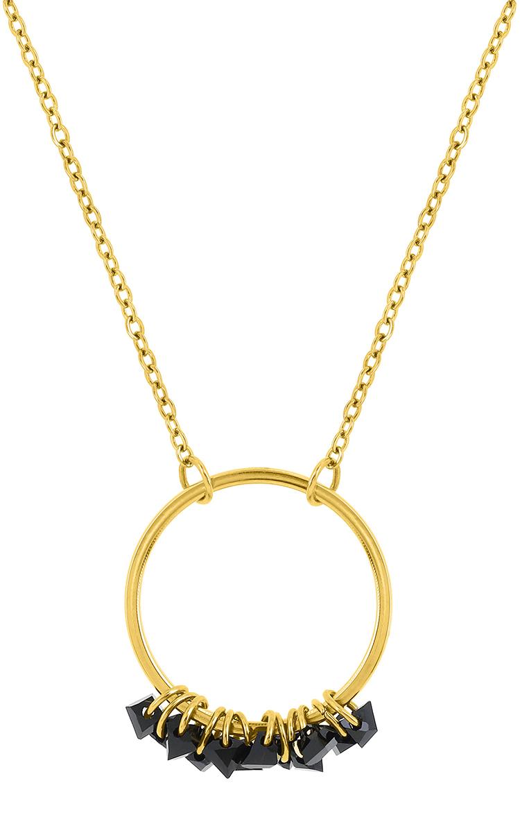 Collier en acier inoxydable doré et perles de verre – 40 + 5 cm, référence Robbez-Masson 432676