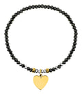 Bracelet élastique en acier inoxydable doré et cristal noir, réf. 433719