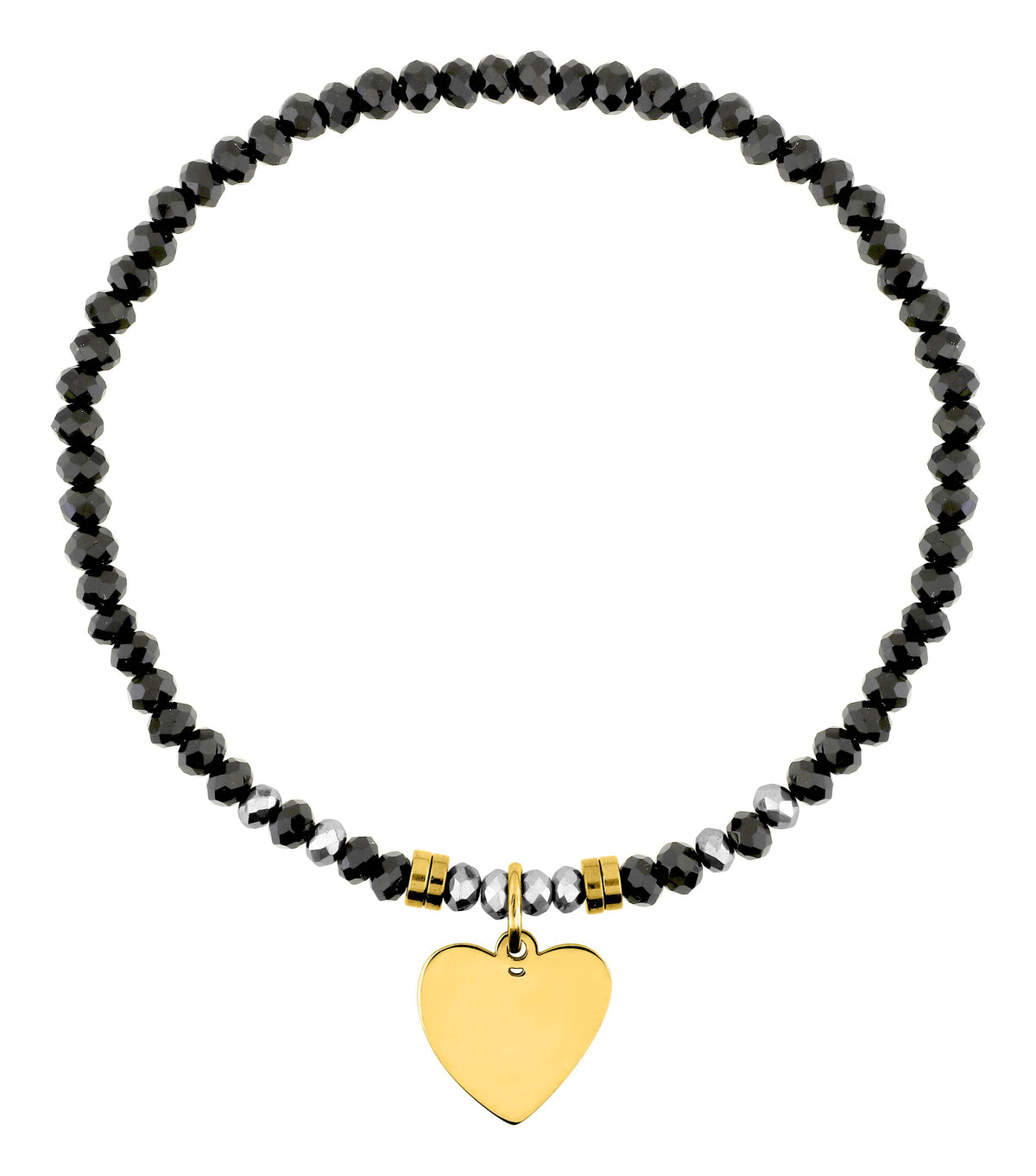 Bracelet élastique en acier inoxydable doré et cristal noir, réf. 433719