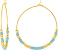 Créoles acier doré, verre bleu et doré, référence 435672