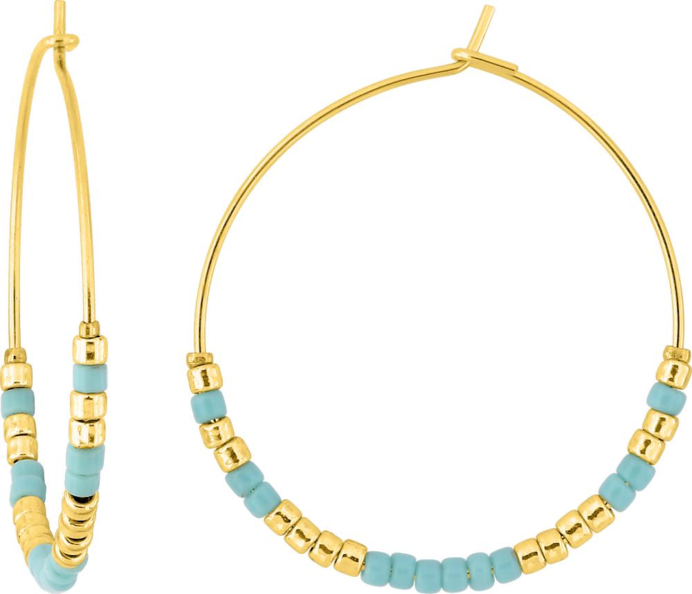 Créoles acier doré, verre bleu et doré, référence 435672