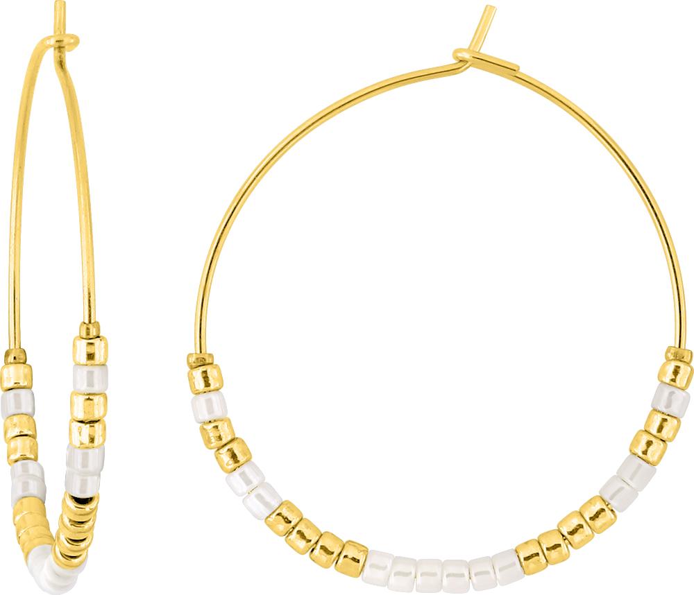 Créoles acier doré et verre blanc, référence 435673