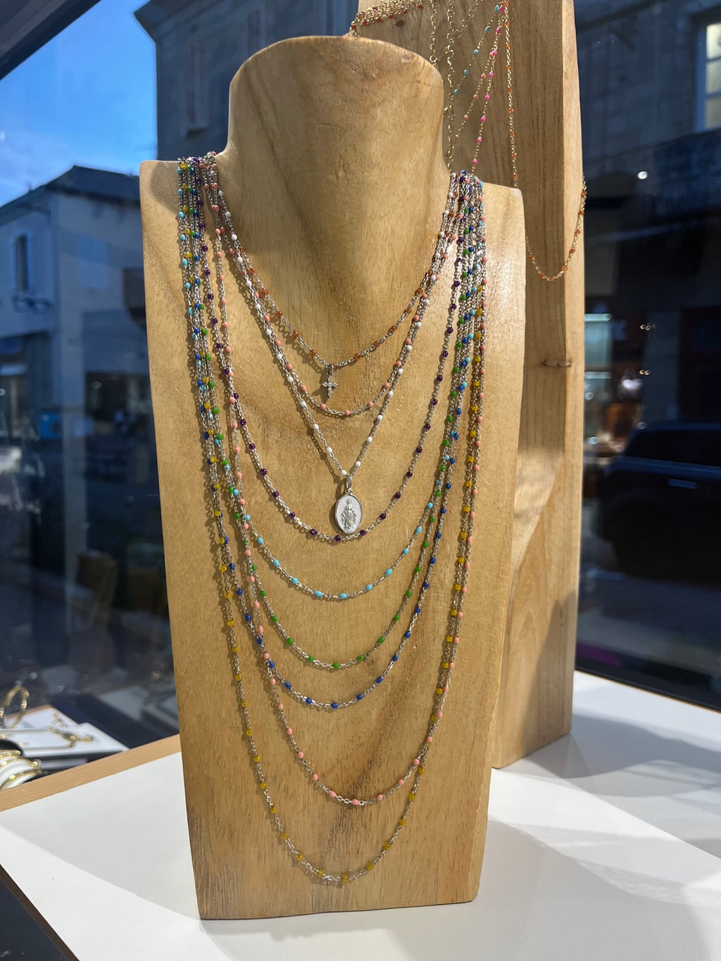 Collier argent 925 et résine colorée – 40 + 5 cm