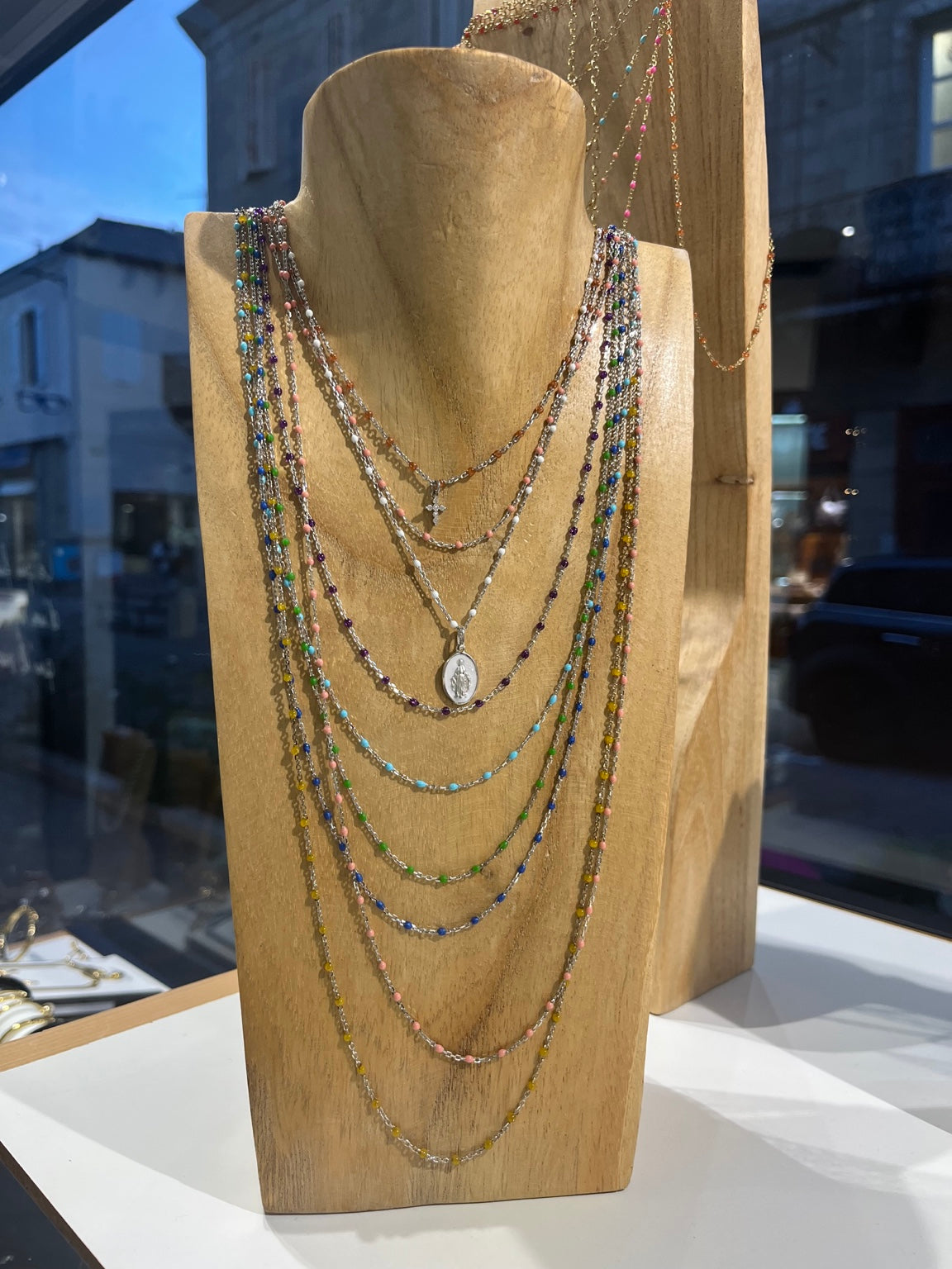 Collier argent 925 et résine colorée – 40 + 5 cm