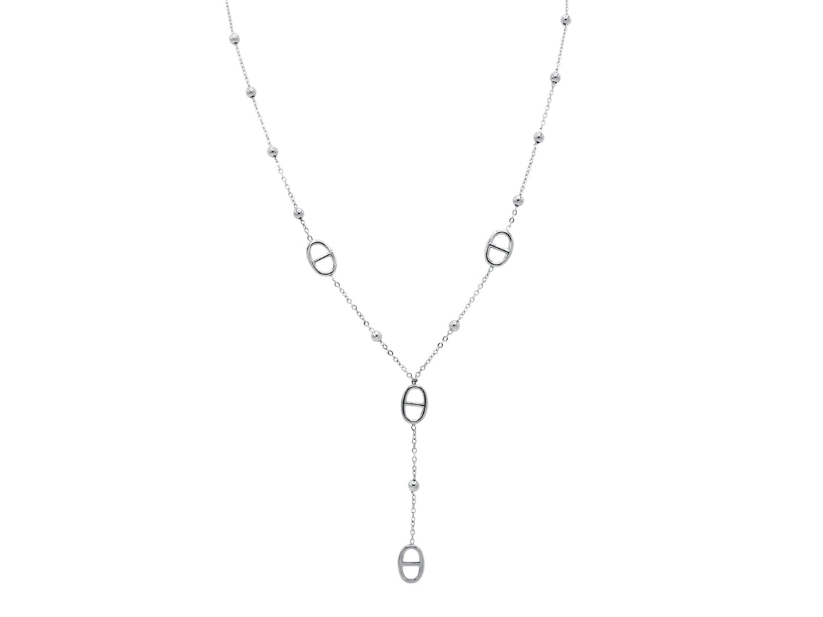 Collier cravate maille marine en acier inoxydable argenté