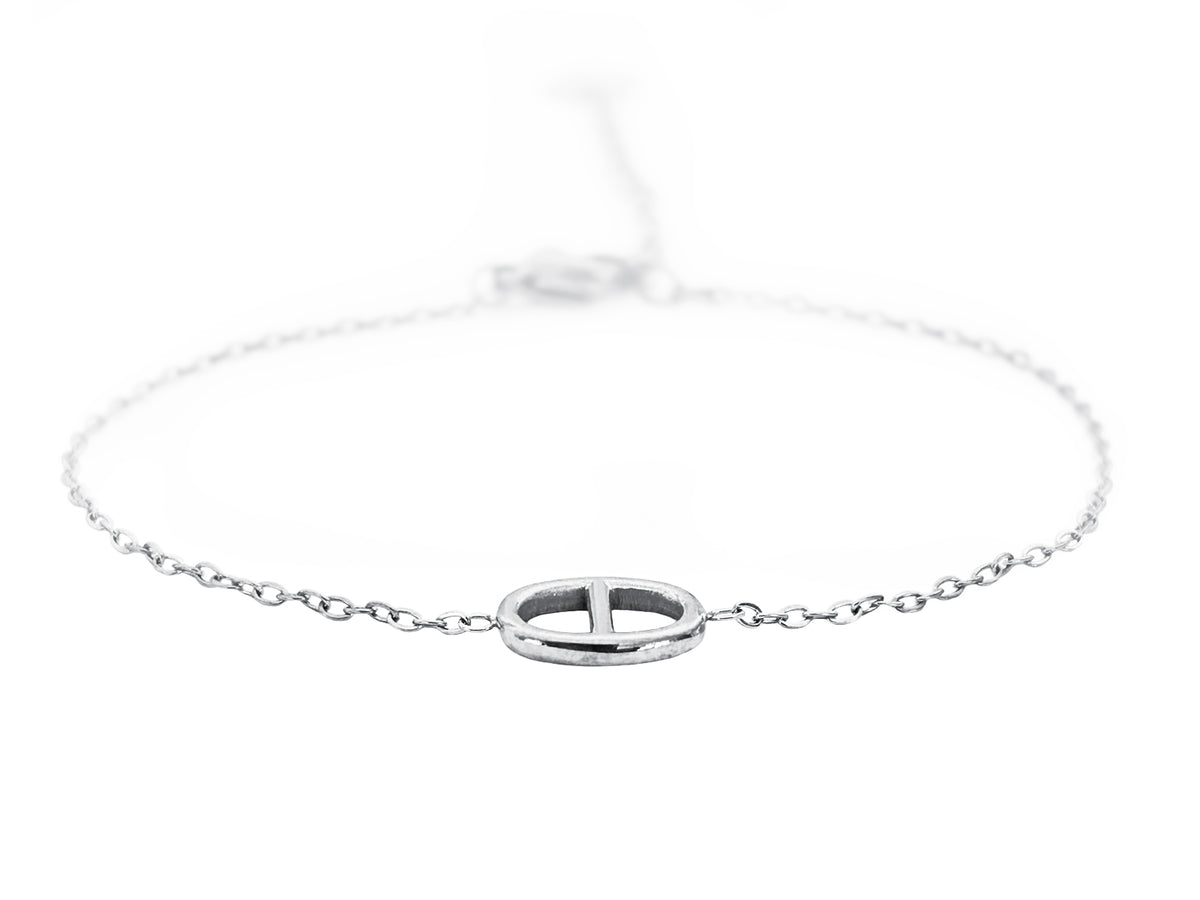 Bracelet maille marine en acier inoxydable argenté