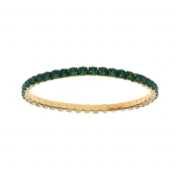 Bracelet acier doré élastique – oxydes vert foncé
